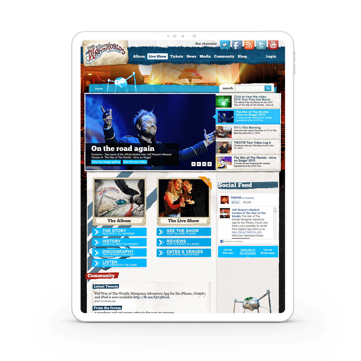 iPad image showing twotw website