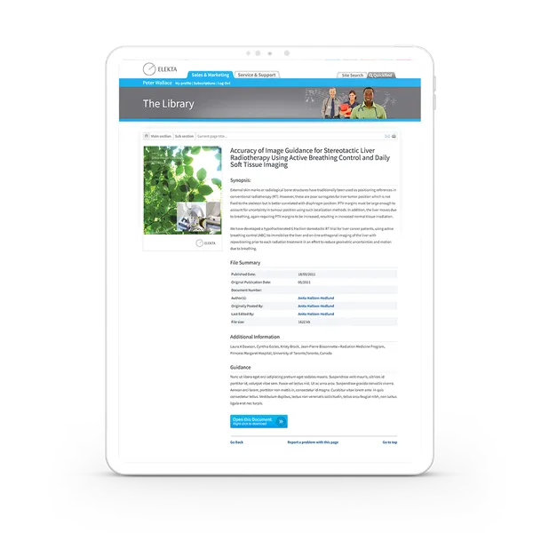 iPad image showing Elekta website