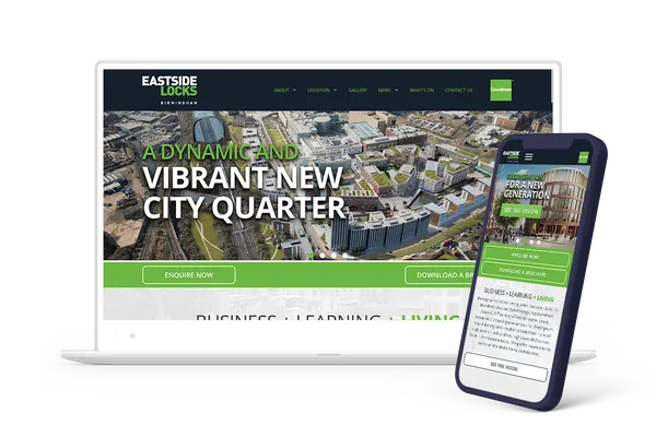 Laptop and iPhone image showing Eastside Locks website