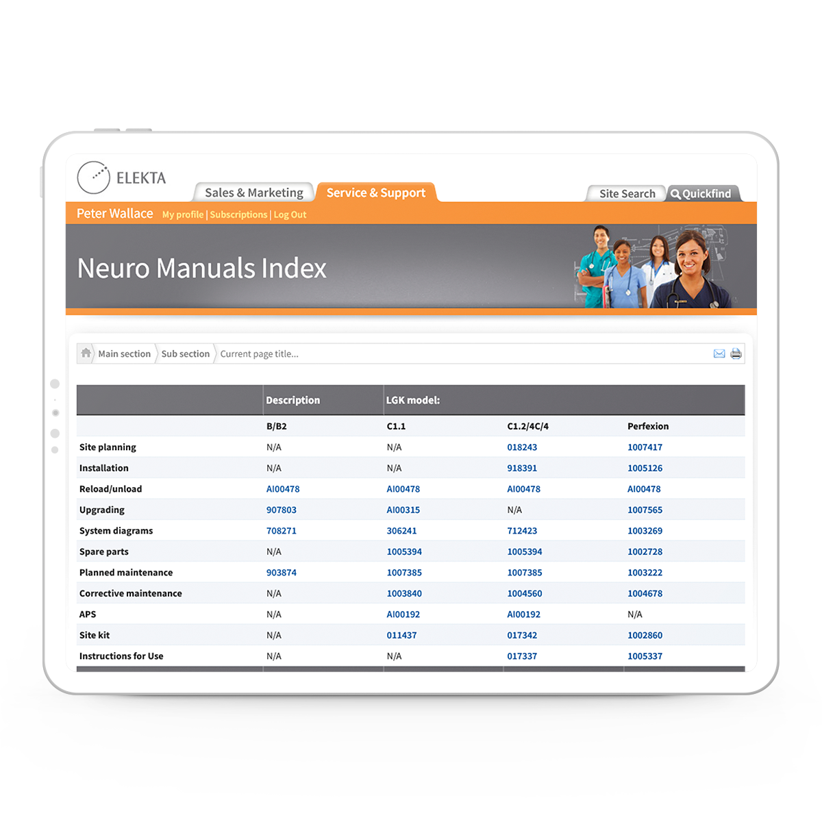 iPad image showing Elekta website