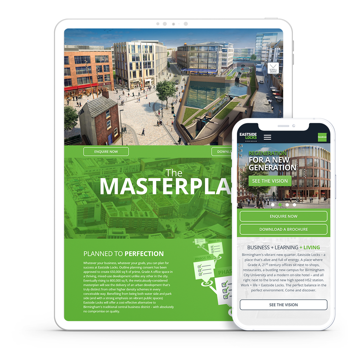 Laptop and iPhone image showing Eastside Locks website