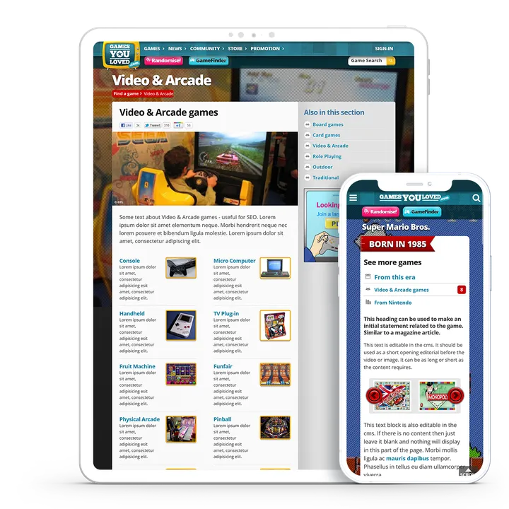 Laptop and iPhone image showing GamesYouLoved website