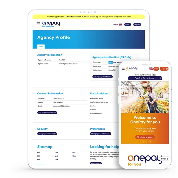 Laptop and iPhone image showing Onepay website