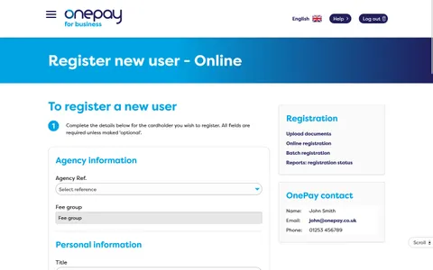 Register Online - detail